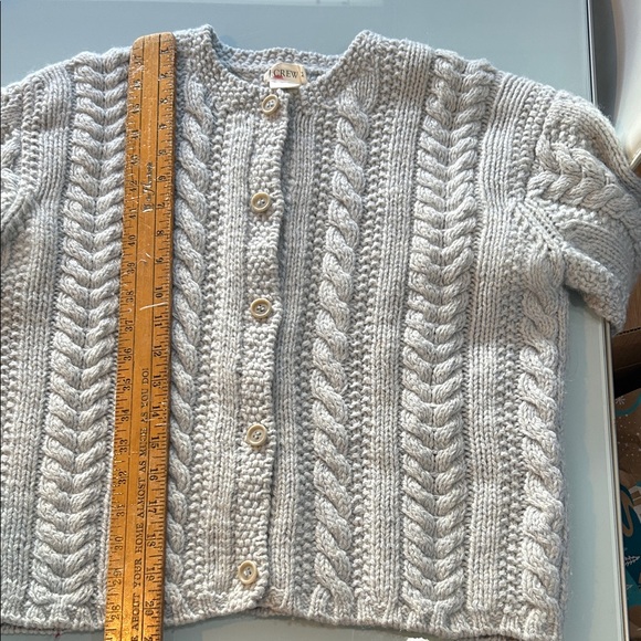 J. Crew Light Gray Cable THICK wool cable Knit Cardigan - Picture 6 of 8